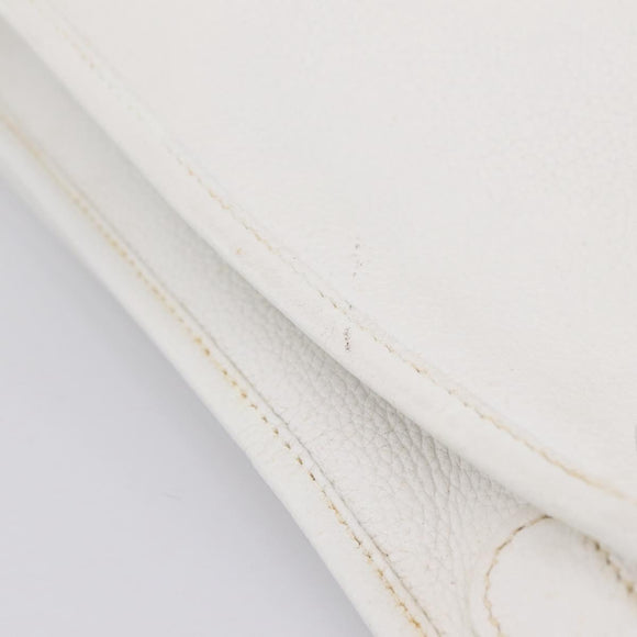 HERMES Evelyn 1GM Shoulder Bag Togo White Silver Auth ka6646V