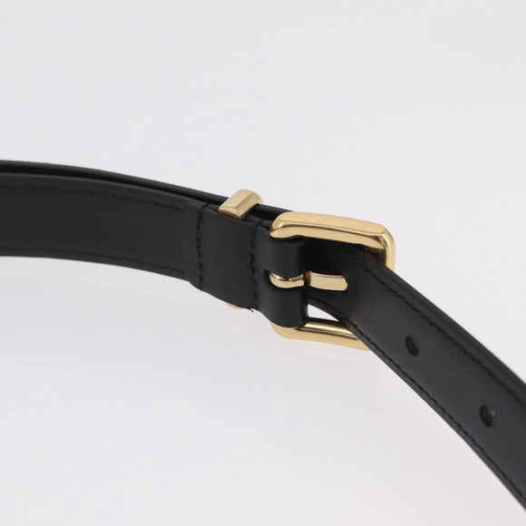 Miu Miu Waist Pouch Waist bag Leather Black Gold Auth ka6647M