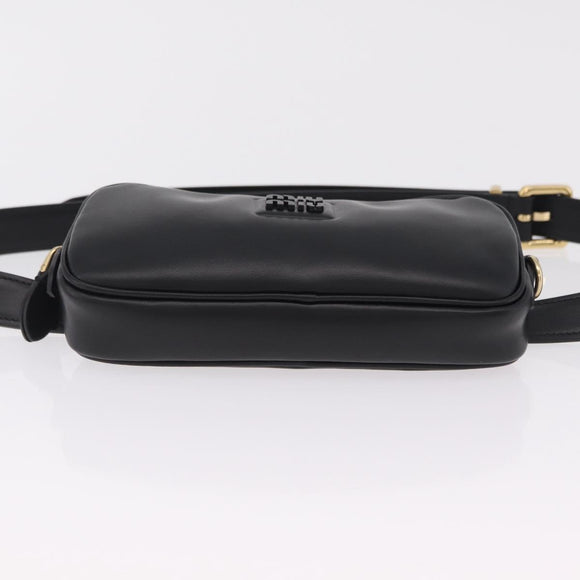 Miu Miu Waist Pouch Waist bag Leather Black Gold Auth ka6647M