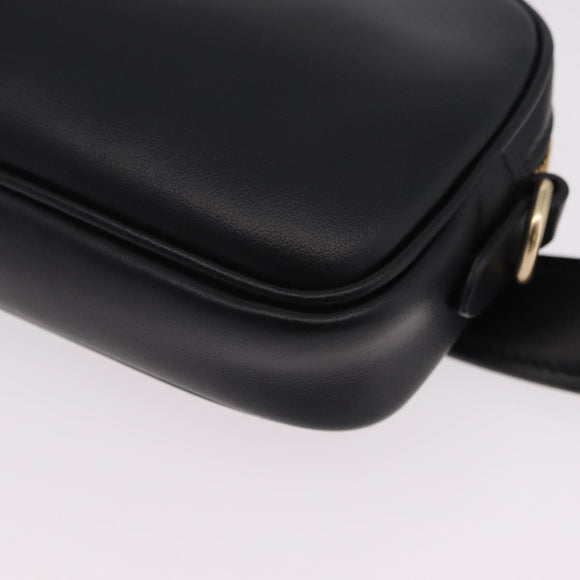 Miu Miu Waist Pouch Waist bag Leather Black Gold Auth ka6647M