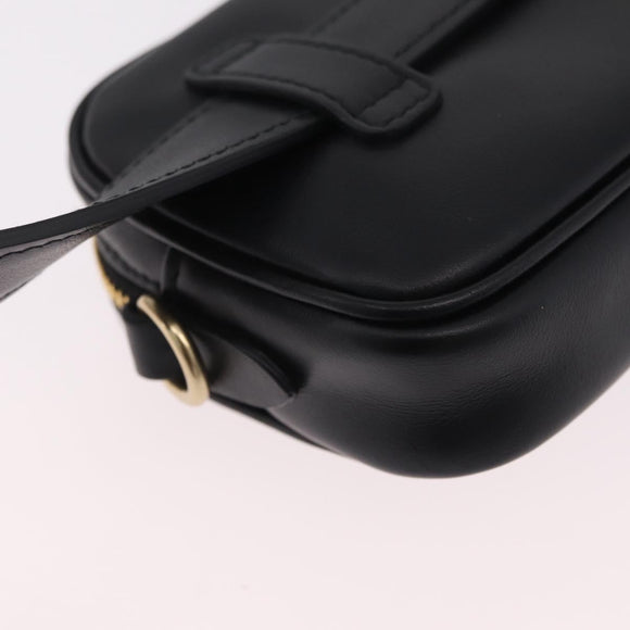 Miu Miu Waist Pouch Waist bag Leather Black Gold Auth ka6647M