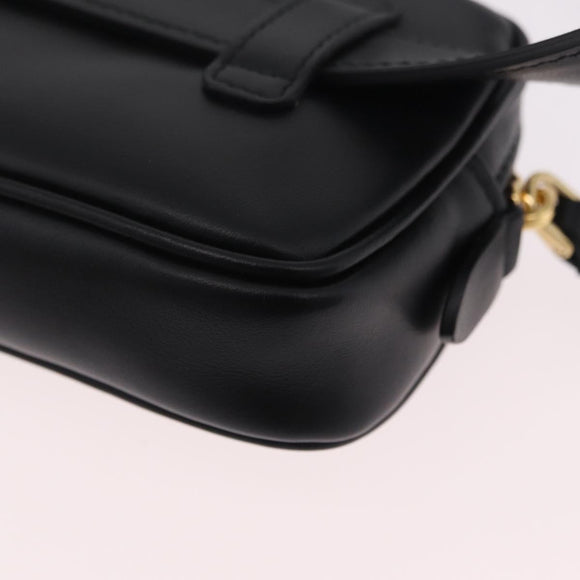 Miu Miu Waist Pouch Waist bag Leather Black Gold Auth ka6647M