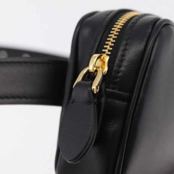 Miu Miu Waist Pouch Waist bag Leather Black Gold Auth ka6647M
