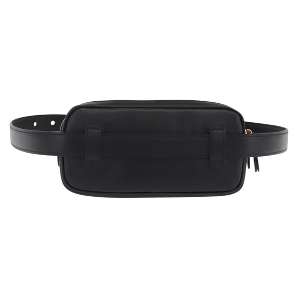 Miu Miu Waist Pouch Waist bag Leather Black Gold Auth ka6647M