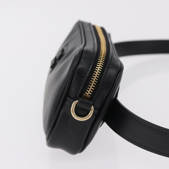 Miu Miu Waist Pouch Waist bag Leather Black Gold Auth ka6647M