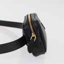 Miu Miu Waist Pouch Waist bag Leather Black Gold Auth ka6647M-4
