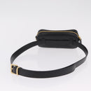 Miu Miu Waist Pouch Waist bag Leather Black Gold Auth ka6647M-7