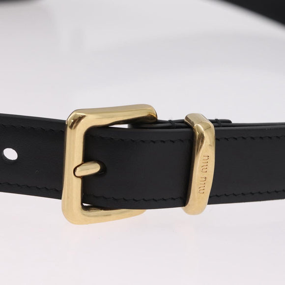 Miu Miu Waist Pouch Waist bag Leather Black Gold Auth ka6647M