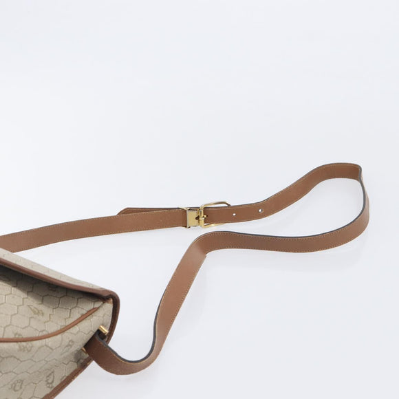 Christian Dior Honeycomb Canvas Shoulder Bag PVC Beige Gold Auth ka6648