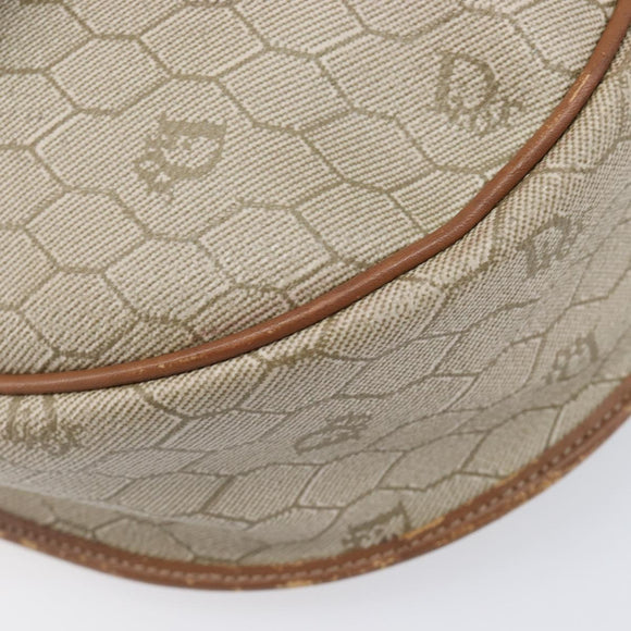 Christian Dior Honeycomb Canvas Shoulder Bag PVC Beige Gold Auth ka6648