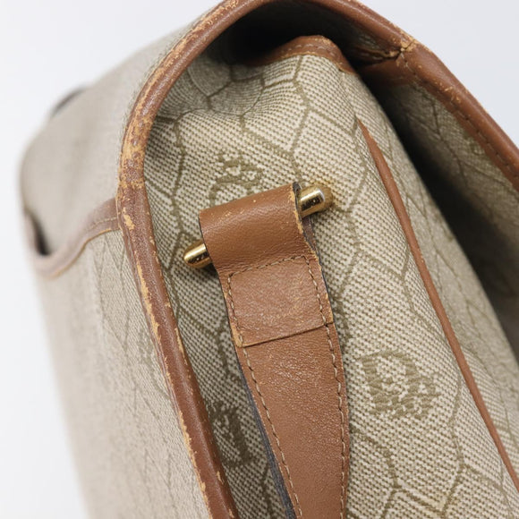 Christian Dior Honeycomb Canvas Shoulder Bag PVC Beige Gold Auth ka6648