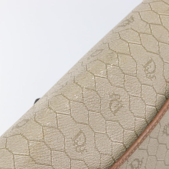 Christian Dior Honeycomb Canvas Shoulder Bag PVC Beige Gold Auth ka6648