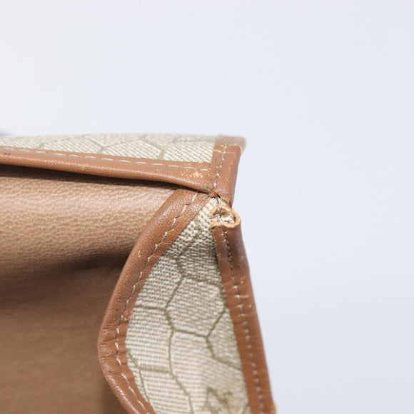 Christian Dior Honeycomb Canvas Shoulder Bag PVC Beige Gold Auth ka6648