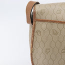 Christian Dior Honeycomb Canvas Shoulder Bag PVC Beige Gold Auth ka6648-3