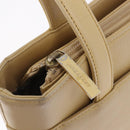 BURBERRY Tote Bag Leather Beige Gold Auth ka6651-19