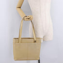 BURBERRY Tote Bag Leather Beige Gold Auth ka6651-28