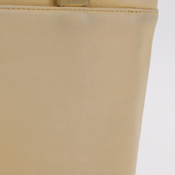 BURBERRY Tote Bag Leather Beige Gold Auth ka6651