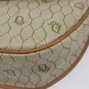 Christian Dior Honeycomb Canvas Shoulder Bag PVC Beige Gold Auth ka6652-11