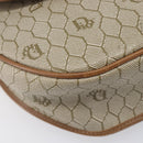 Christian Dior Honeycomb Canvas Shoulder Bag PVC Beige Gold Auth ka6652-12