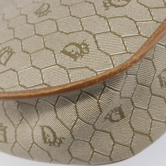 Christian Dior Honeycomb Canvas Shoulder Bag PVC Beige Gold Auth ka6652