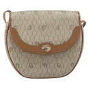 Christian Dior Honeycomb Canvas Shoulder Bag PVC Beige Gold Auth ka6652-2