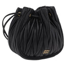 Miu Miu Matelasse Shoulder Bag Leather Black Gold Auth ka6654SAM-1