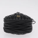 Miu Miu Matelasse Shoulder Bag Leather Black Gold Auth ka6654SAM-5