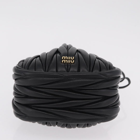 Miu Miu Matelasse Shoulder Bag Leather Black Gold Auth ka6654SAM