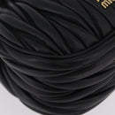 Miu Miu Matelasse Shoulder Bag Leather Black Gold Auth ka6654SAM-15
