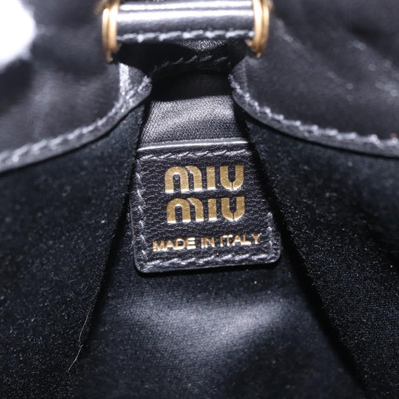 Miu Miu Matelasse Shoulder Bag Leather Black Gold Auth ka6654SAM