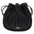 Miu Miu Matelasse Shoulder Bag Leather Black Gold Auth ka6654SAM-13