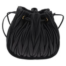 Miu Miu Matelasse Shoulder Bag Leather Black Gold Auth ka6654SAM-2