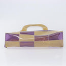 CHANEL Tote Bag Vinyl Beige Purple CC Auth ka6655-10