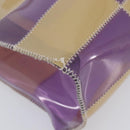 CHANEL Tote Bag Vinyl Beige Purple CC Auth ka6655-12