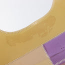 CHANEL Tote Bag Vinyl Beige Purple CC Auth ka6655-16