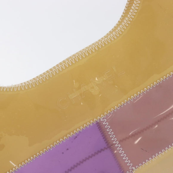 CHANEL Tote Bag Vinyl Beige Purple CC Auth ka6655