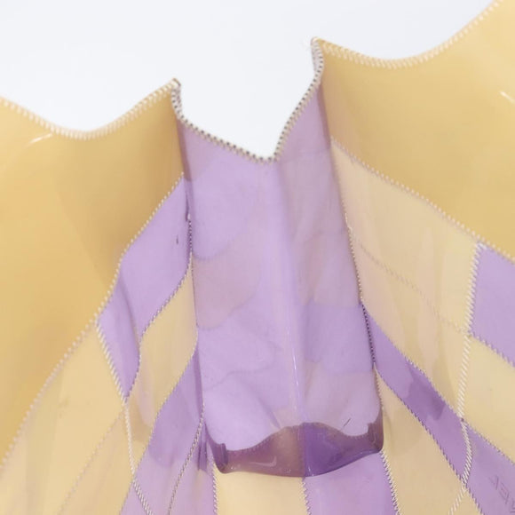 CHANEL Tote Bag Vinyl Beige Purple CC Auth ka6655
