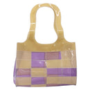 CHANEL Tote Bag Vinyl Beige Purple CC Auth ka6655-2
