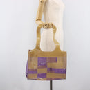 CHANEL Tote Bag Vinyl Beige Purple CC Auth ka6655-22