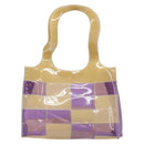 CHANEL Tote Bag Vinyl Beige Purple CC Auth ka6655-3