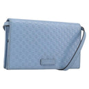 GUCCI Micro GG Canvas Guccissima Shoulder Wallet Leather Blue 466507 Auth ka6660-1