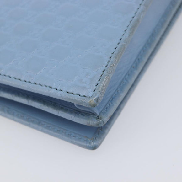GUCCI Micro GG Canvas Guccissima Shoulder Wallet Leather Blue 466507 Auth ka6660