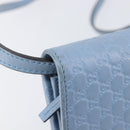GUCCI Micro GG Canvas Guccissima Shoulder Wallet Leather Blue 466507 Auth ka6660-20