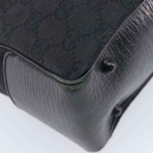 GUCCI GG Canvas Bamboo Hand Bag Black 112526 Auth ka6667