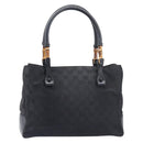 GUCCI GG Canvas Bamboo Hand Bag Black 112526 Auth ka6667-13