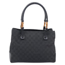 GUCCI GG Canvas Bamboo Hand Bag Black 112526 Auth ka6667-3