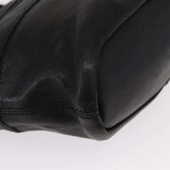 GIVENCHY Hand Bag Leather 2way Black Gold Auth ka667