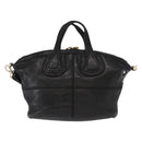 GIVENCHY Hand Bag Leather 2way Black Gold Auth ka667-13