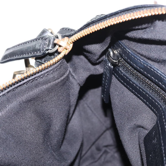 GIVENCHY Hand Bag Leather 2way Black Gold Auth ka667