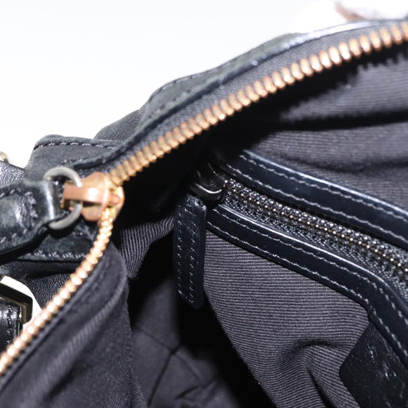 GIVENCHY Hand Bag Leather 2way Black Gold Auth ka667